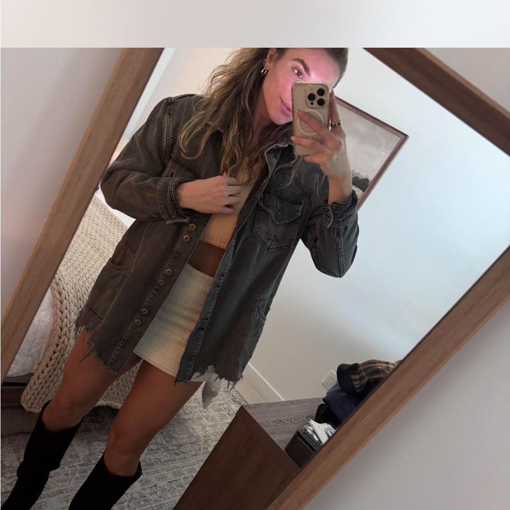 Free People Charcoal Jean Jacket